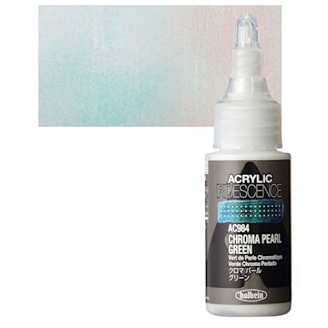 Open in modal - Holbein Iridescence Acrylic - Chroma Pearl Green, 30 ml and swatch
