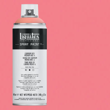 Liquitex Professional Spray Paint - Cadmium Red Medium Hue 6, 400 ml can and swatch