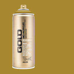 Montana Gold Acrylic Professional Spray Paint - Mustard, 400 ml (Spray can with color swatch)