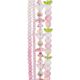John Bead Crystal Lane DIY Glass Garden Bead Quadruple Strand - Butterflies, Tulips, and Faceted Rondelles, Pink Mix