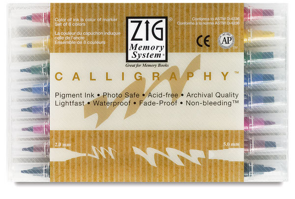 Zig MS340012 Memory System Calligraphy Dual-Tip Markers 12/Pkg