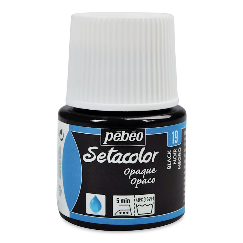 Pebeo Setacolor Fabric Paint Black, Opaque, 45ml Bottle BLICK Art