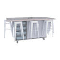 CEF Ed8 Work Table with Stools - White, Folkstone Hex, 36"H