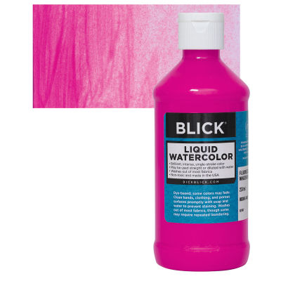 Blick Liquid Watercolor - Fluorescent Magenta, 8 oz, Bottle with Swatch