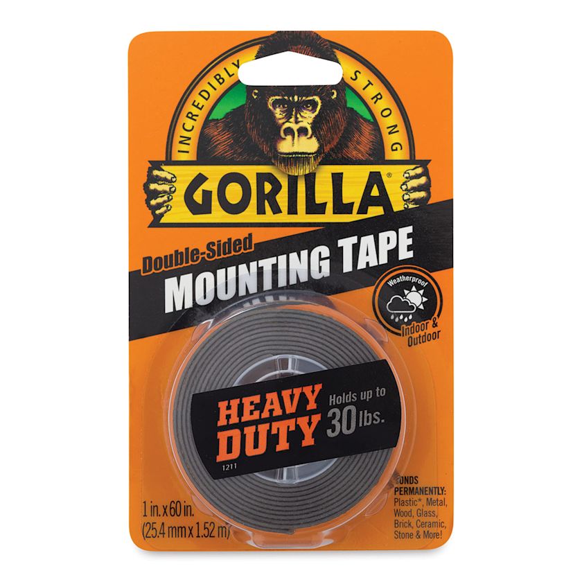 Gorilla Mounting Tape Heavy Duty, Black, 1" x 60" BLICK Art Materials