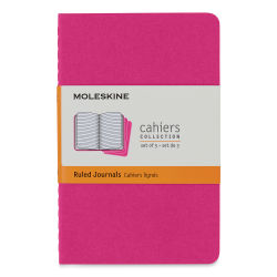 Moleskine Cahier Journals - 5-1/2" x 3-1/2", Ruled, Kinetic Pink, Pkg of 3