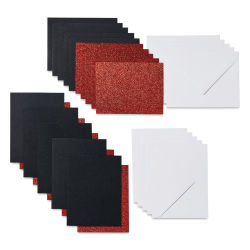 Cricut Joy Insert Cards - Black/Red Glitter, Package of 10 (Cards, Inserts, and Envelopes shown out of packaging)