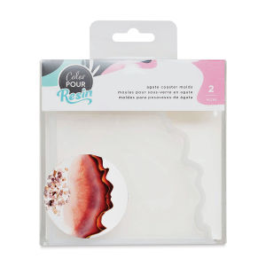 American Crafts Color Pour Agate Coaster Molds - Set of 2 (front of package)