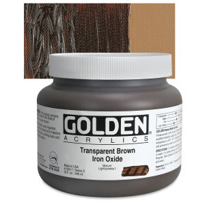 Golden Heavy Body Artist Acrylics - Transparent Brown Iron Oxide, 32 oz Jar