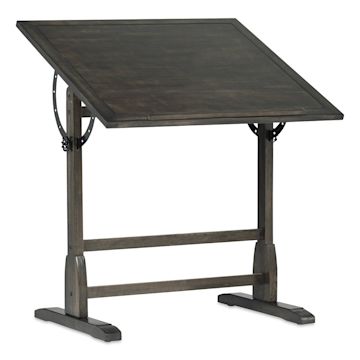 Open in modal - Studio Designs Vintage Drafting Table - Distressed Black, 36" x 24" (Table top angled)