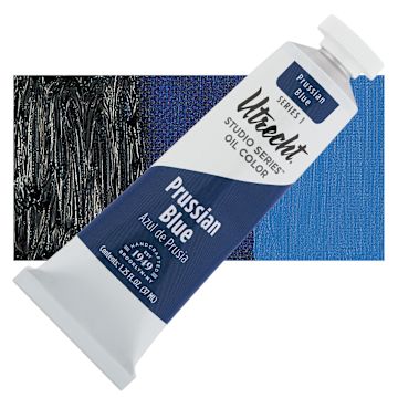 Open in modal - Utrecht Studio Series Oil Paint - Prussian Blue, 37 ml, Tube and swatch