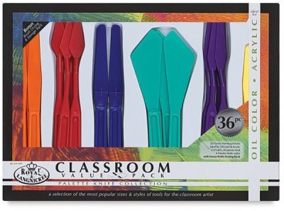 Royal & Langnickel Palette Knife Classroom Value Pack -Front of package of Assorted plastic knives