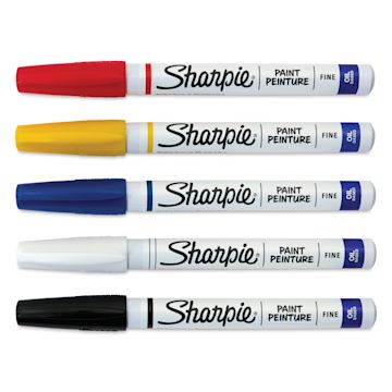 Open in modal - Sharpie Oil-Based Paint Marker Set - Assorted, Fine Point, Set of 5, laid out with caps on