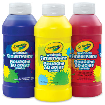 Crayola Washable Fingerpaint - Set of three 8 oz bottles of Primary Colors shown
