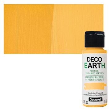 Open in modal - DecoArt DecoEarth Premium Reclaimed Acrylic Paint - Dandelion, 2 oz bottle with swatch