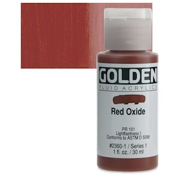 Open in modal - Golden Fluid Acrylic - Red Oxide, 1 oz bottle and swatch
