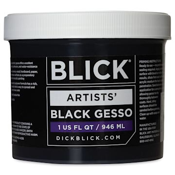 Open in modal - Blick Artists Acrylic Gesso - Black, Quart jar
