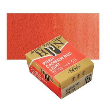 Open in modal - Holbein Artists' Watercolor Half Pan - Cadmium Red Light and swatch