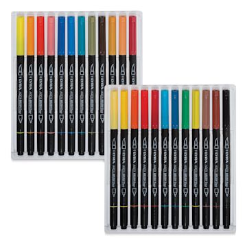 Open in modal - Lyra Aqua Brush Duo Markers - Components of Set of 24 Assorted Colors shown in trays