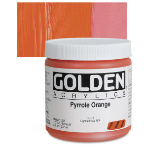 Golden Heavy Body Artist Acrylics - Pyrrole Orange, 8 oz jar