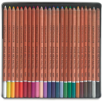 Cretacolor Fine Art Pastel Pencils Set - Set of 24 shown open in storage tray