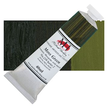 Open in modal - Michael Harding Artists Oil Color - Moss Green, 40 ml tube and swatch