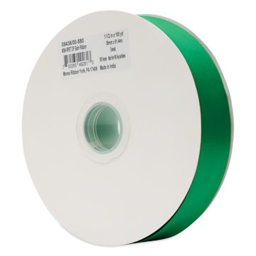 Open in modal - Morex Recycled Double Faced Satin Ribbon - Emerald, 1-1/2" x 100 yd, at an angle