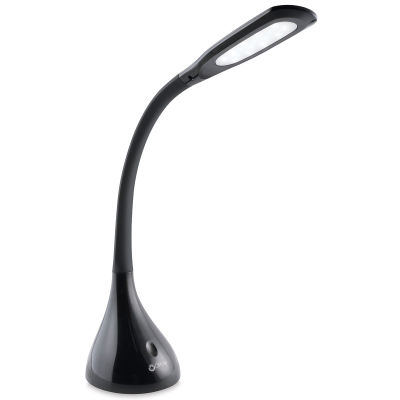 OttLite Creative Curves LED Desk Lamp - Side view of Black lamp slightly curved 
