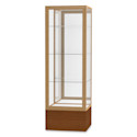 Waddell Keepsake Series Display Case - 24" x 72" x 24", Carmel Oak/Gold, Mirror Back