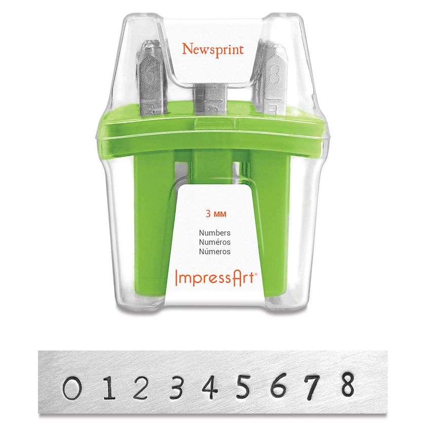ImpressArt Letter and Number Stamp Set Newsprint, Numbers, Set of 9