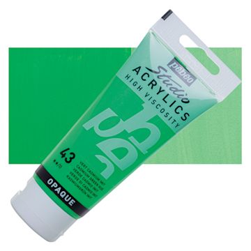 Open in modal - Pebeo High Viscosity Acrylic - Cadmium Green Hue, 100 ml tube and swatch