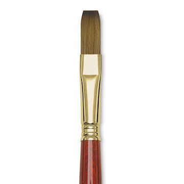 Open in modal - Blick Master Kolinsky Sable Brush - Flat, Short Handle, Red, Size 14 close up