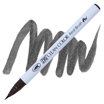 Open in modal - Kuretake Zig Clean Color Real Brush Pen - Natural Gray pen and swatch