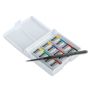 Yarka St. Petersburg Watercolors - Essential Colors Set of 12 w/FREE Brush  Inside Open Package