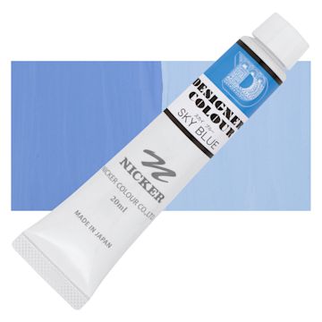 Open in modal - Nicker Designers Color Gouache - Sky Blue, 20 ml tube and swatch