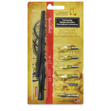 Speedball Cartooning Pen and Nib Project Set - Front of package showing Pen holders and 6 Nibs