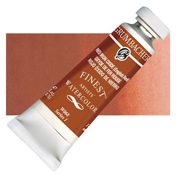 Open in modal - Grumbacher Finest Artists' Watercolor - Red Iron Oxide, 14 ml tube and swatch
