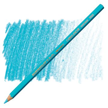 Open in modal - Caran d'Ache Supracolor Soft Aquarelle Pencil - Turquoise Blue pencil and swatch