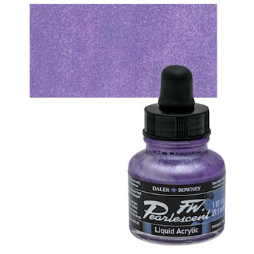 Open in modal - Daler-Rowney FW Acrylic Pearlescent Liquid Acrylic Artist's Ink - 1 oz, Moon Violet and swatch