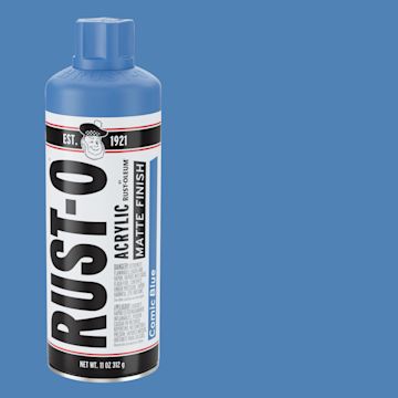 Open in modal - Rust-Oleum Rust-O Artist Acrylic Spray Paint - Comic Blue, Can and Swatch