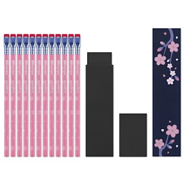 Open in modal - Moleskine x Blackwing Sakura Pencils, next to eraser and gift box