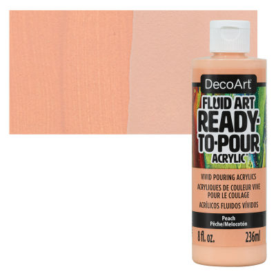 DecoArt Fluid Art Ready-To-Pour Acrylic - Peach, 8 oz Bottle with swatch