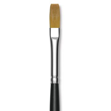 Open in modal - Trekell Synthetic Gold Taklon Brush - Flat, Short Handle, Size 8, close-up