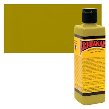 Open in modal - Alpha6 Alphanamel Lettering Enamel - Olive, 236.6 ml - Bottle and Swatch