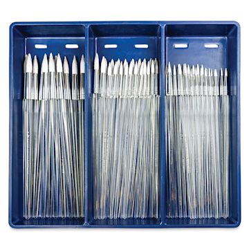 Open in modal - Royal Langnickel Clear Choice Brush Set - White Taklon, Round, Set of 60, Long Handle (in tray)