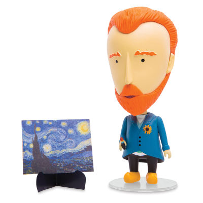 Art History Heroes Figurine - Vincent Van Gogh figurine standing next to his artwork