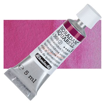Open in modal - Schmincke Horadam Aquarell Watercolor - Quinacridone Violet, 5 ml tube and swatch