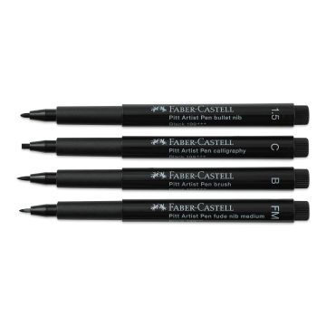 Faber-Castell Pitt Artist Pens- Black, Set of 6, Assorted Nibs