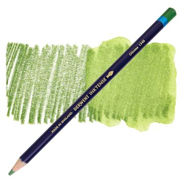 Open in modal - Derwent Inktense Pencil - Olivine, swatch and pencil