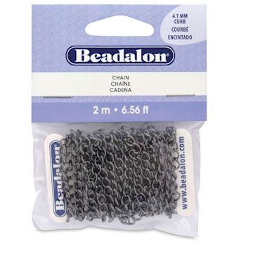 Open in modal - Beadalon Jewelry Chain - Front of Hematite Curb Chain package